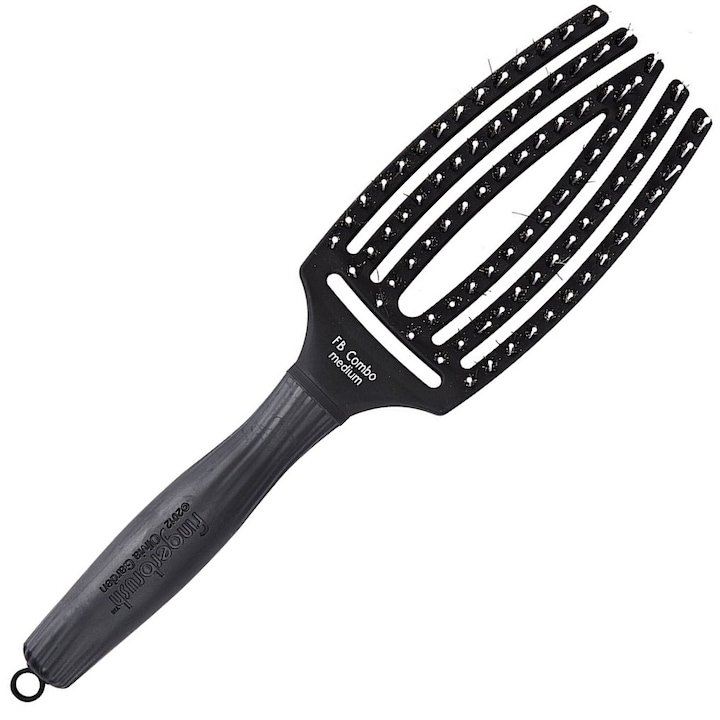 Perie de par Fingerbrush Combo Medium, antistatica, neagra, dimensiune medie