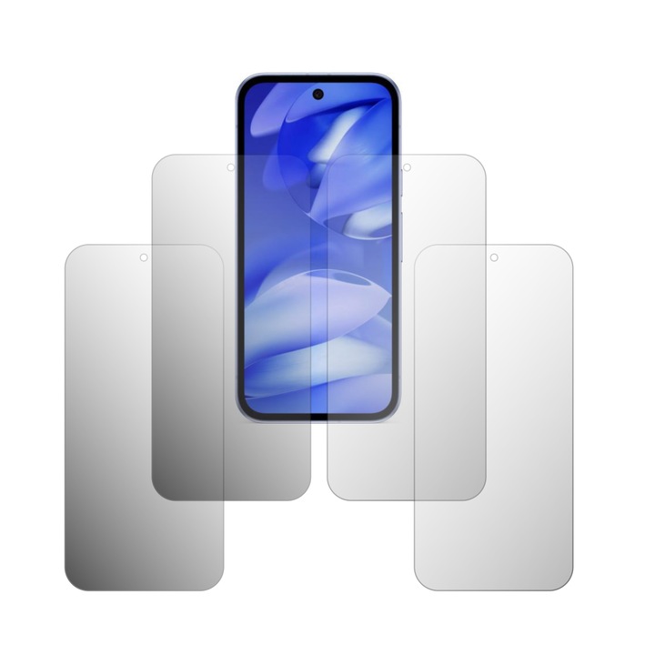 Комплект от 4 протектора Folie24 за екран, за Google Pixel 9a, 2X Ultra-Clear + 2X Matte, пълно покритие на дисплея и удобни за калъфи, залепващи, гъвкави със самовъзстановяване