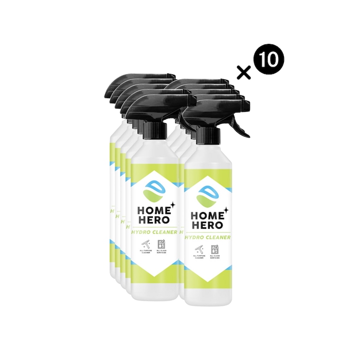 Set 10 x Solutie Curatare Geamuri, Sticla si Oglinzi, Pachet HoReCa, Hydro Cleaner, Home Hero, 5000 ml