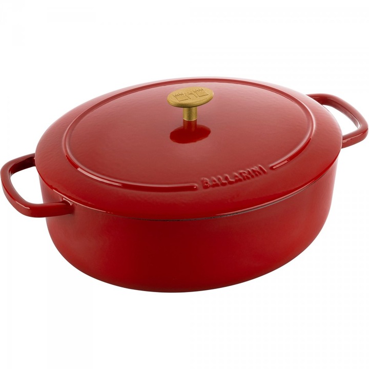 Oala cu capac, Ballarini, Fonta, 5.5l, Rosu