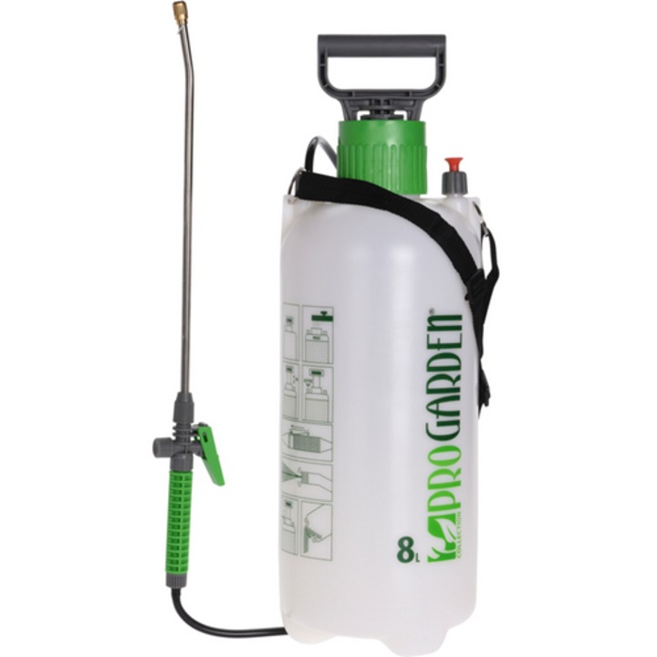 Pulverizator metalic de inalta presiune ProGarden cu tija, duza din cupru, 8 L