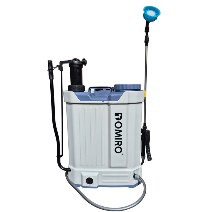 Pompa de stropit vermorel Domiro 2 in 1, manuala si electrica rezervor 16L, afisaj baterie electric