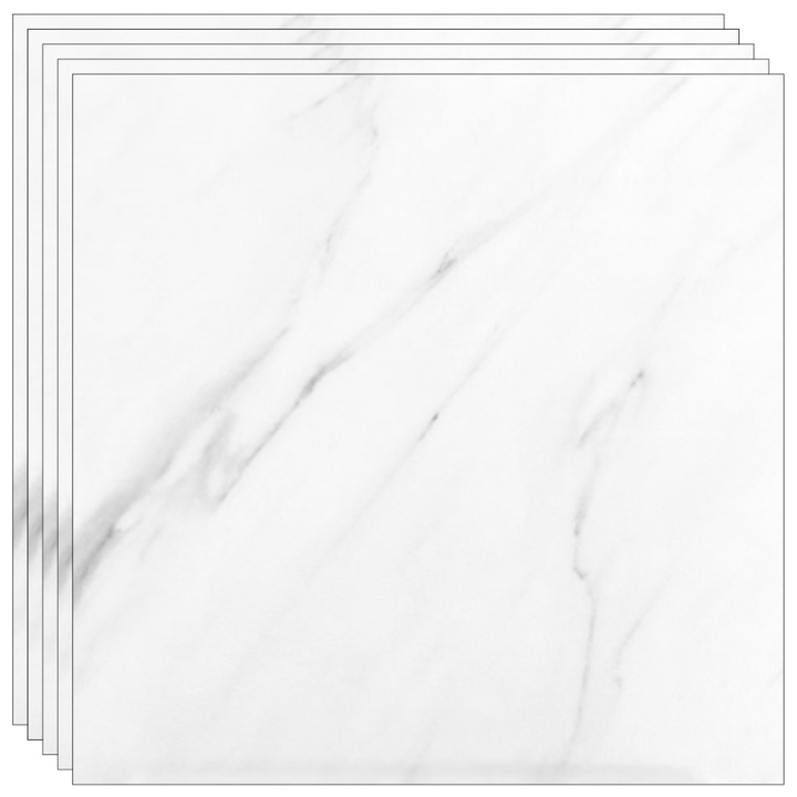 Set 10 placi adezive SDEPOT®, pentru podea, cu model tip marmura, ajustabile, rezistente la apa, usor de montat, alb