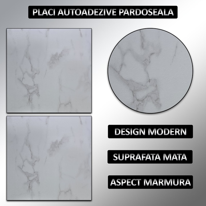 Set 24 x placi din PVC autoadezive pentru podea/perete NEXTLY, reutilizabile, waterproof, ajustabile, adeziv puternic, usor de montat, suprafata acoperire 5 mp, 45.6 x 45.6 cm, 1.5 mm grosime ALM-2-1