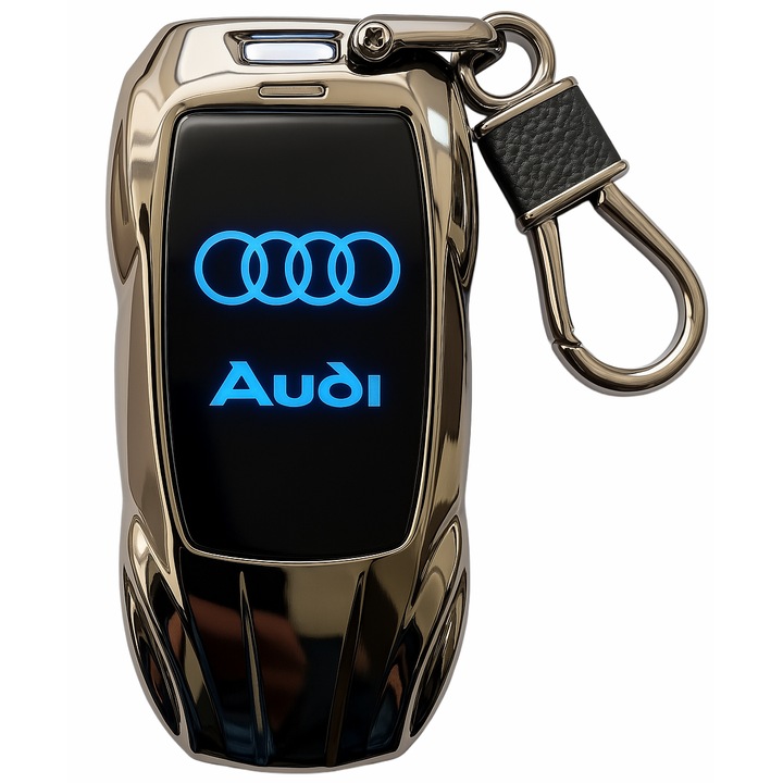 Ключодържател Audi 2 в 1, запалка с нажежаема жичка, предно стъкло, USB зареждане, RGB светлини, LED екран, висококачествен материал