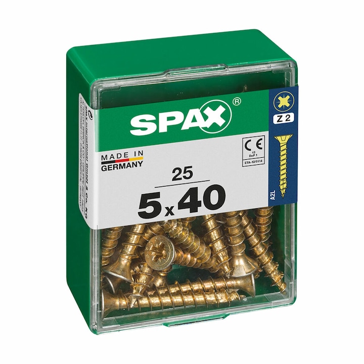 Spax Set Set de suruburi din lemn SPAX, cap plat, 5x40mm, 25 bucati - eMAG.ro