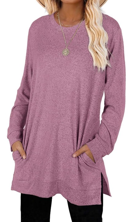 Női pulóver, Jormftte, alkalmi, oldalt sliccelt, rózsaszín, L INTL