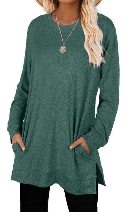 Női pulóver, Jormftte, alkalmi, oldalt hasított, zöld, L INTL