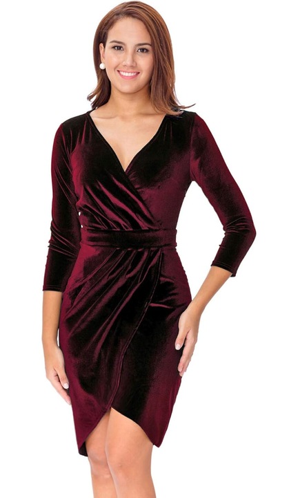 Koktélruha, Jormftte, hosszú ujjú, bársony, bordó