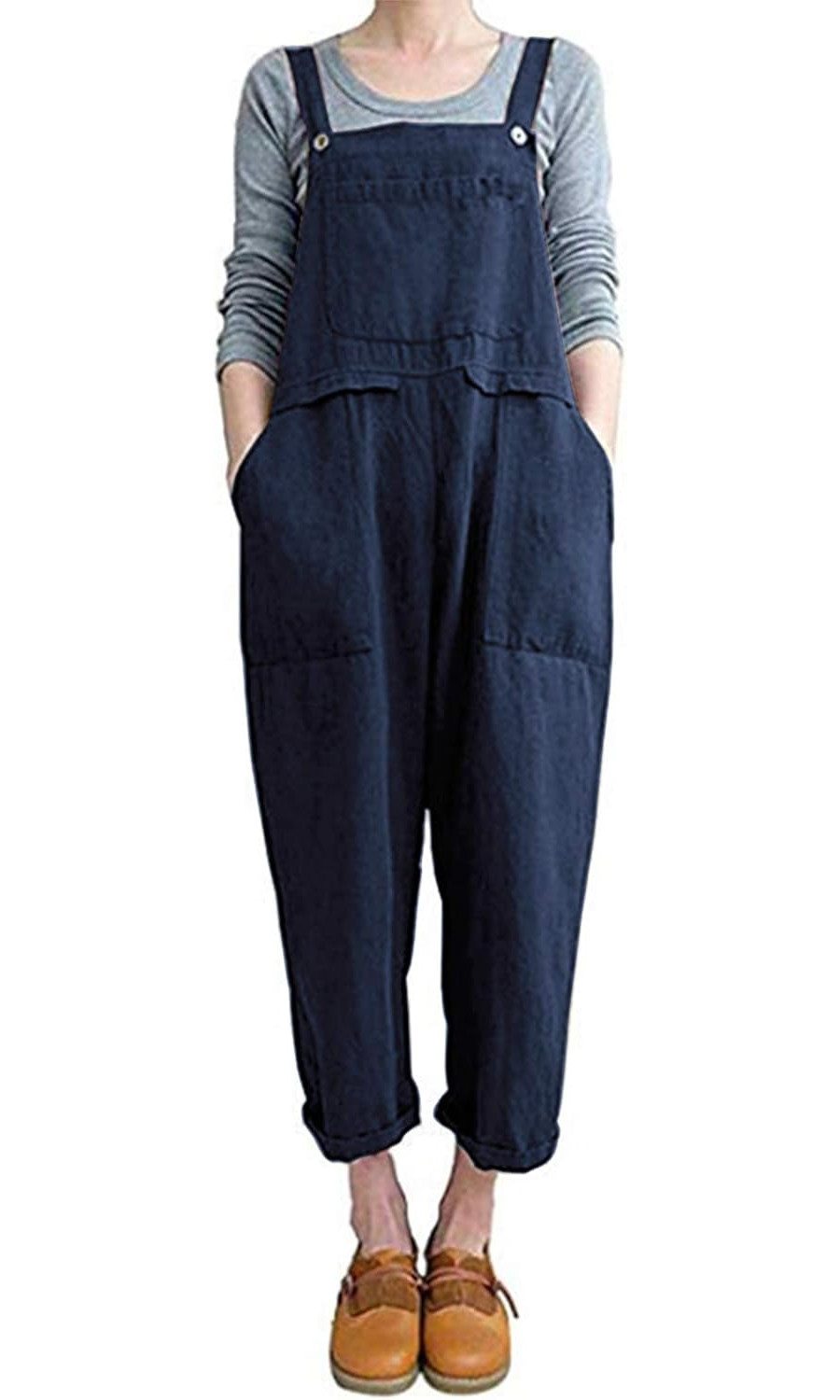 Női kezeslábas, Jormftte, alkalmi, pamut és vászon, Tengerészkék, L