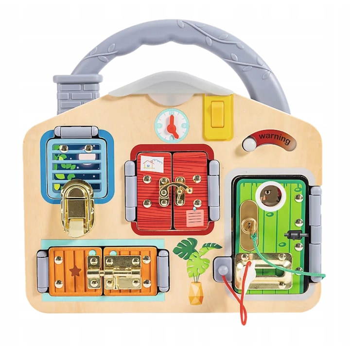 Matató tábla, Hape 3+, 4 ajtó, 5 zár, 30x29,5cm