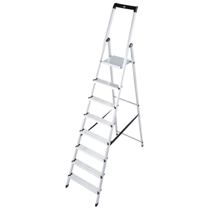 Krause Solidy 1x8 munkalétra, 250 mm-es platform, csúszásgátló lépcsőfokok, 6 szegecs, stabil