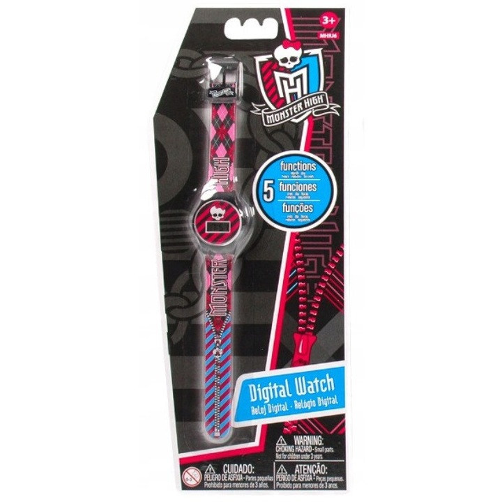 Детски часовник Monster High, електронен, 0386, многоцветен