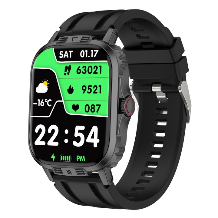Ceas Smartwatch, Apeluri Bluetooth, SpO2, Tensiune arteriala, Monitorizare somn, Notificari, Moduri sport