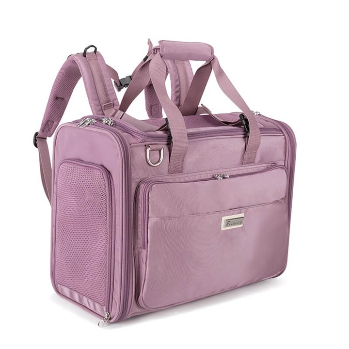 Geanta pentru caini/pisici Truelove, roz inchis, material impermeabil, ergonomic, pliabil