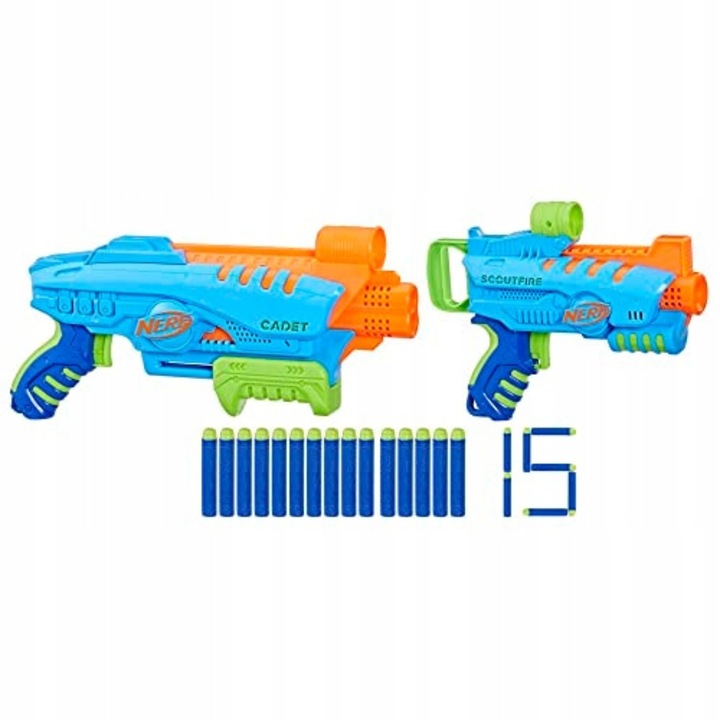 Set 2 x Blaster Nerf de jucarie, 15 sageti, multicolor