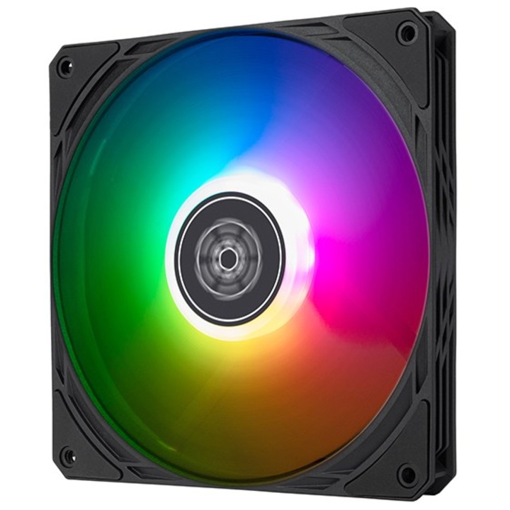 Ventilator PC, Silverstone, 14cm, negru, iluminare multicolor
