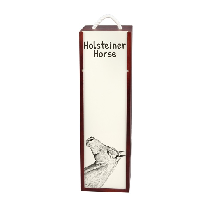 Cutie de vin personalizata cu grafica de cal, Art-Dog, 10,5x10,5x35cm, din lemn si MDF