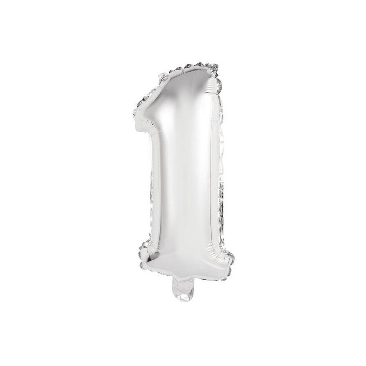 Mini 1-es számú fólia lufi, ezüst, 19,5x40 cm, szett
