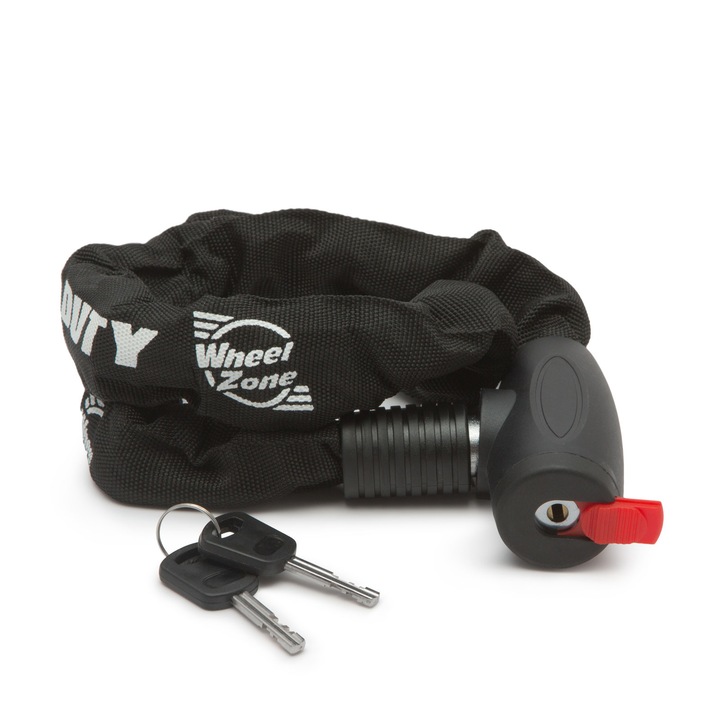 Acélláncos kerékpárzár, fekete