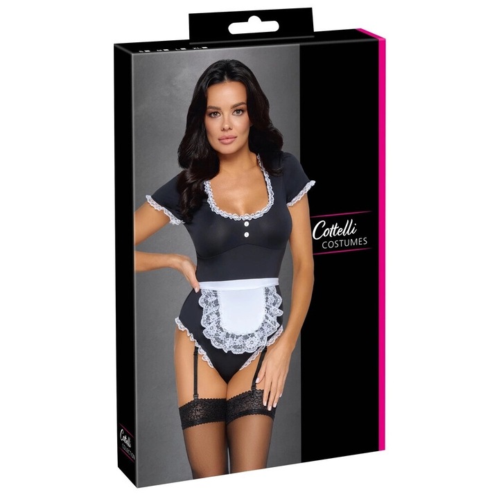 Szexi pincérnő jelmez, Cottelli Collection, poliészter, fekete/fehér, XL-es méret