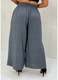 Pantaloni dama, Och Bella, largi, talie elastica, gri inchis, viscoza