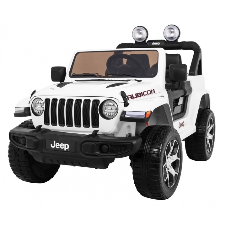 Masina electrica Jeep Wrangler Rubicon, 4x4, 12V, alb, 126x70x80cm, set complet