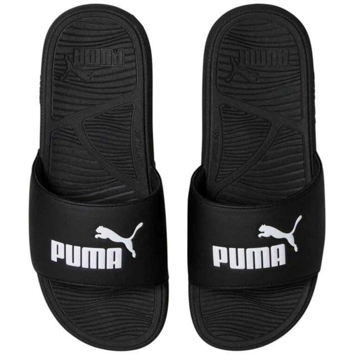 Papuci barbati, Puma, Cool Cat 2.0, alb-negru, constructie conturata, talpa cu caneluri, 38 EU