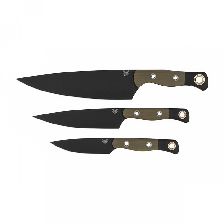 Benchmade 3 részes konyhakéskészlet, CPM-154 acél, ergonomikus, fekete/barna