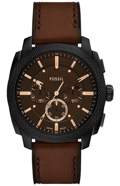 Ceas Fossil Machine elegant maro negru 44mm piele naturala
