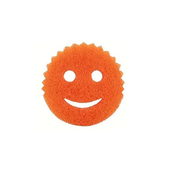 Burete de vase tip Scrub Daddy, Forma Ergonomica, Usor de Intretinut si Curatat, Design Jucaus, Portocaliu / Galben