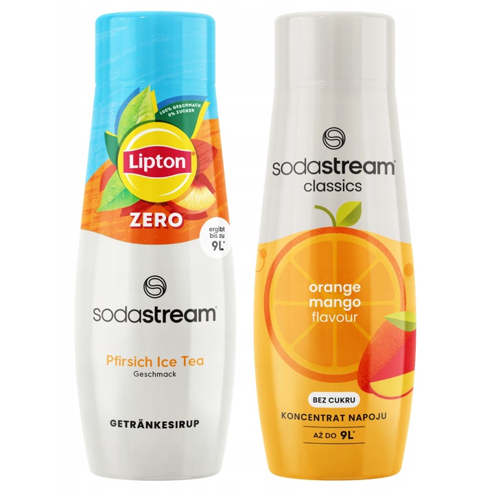 2x SodaStream Lipton Ice Tea Peach Zero sirop fara zahar + Mango Orange