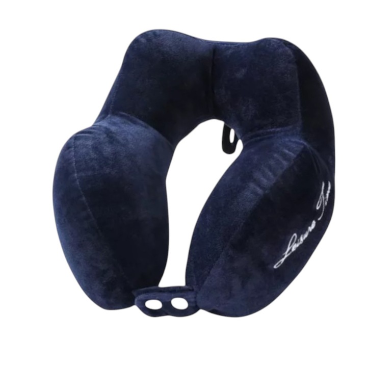 Възглавница за пътуване LEISURE TIME, 28x26x12 см, памук, подвижна калъфка, идеално поддържа главата, намалява сковаността на врата, също и за домашна употреба