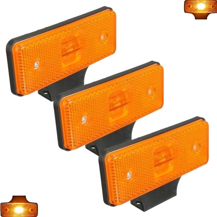 Lampa galbena agabaritica 4 leduri galbene, posibilitate prindere sub si pe lateralul remorcii, platformei, basculantei si a altor utilaje - 3 pcs