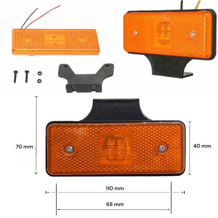 Lampa galbena agabaritica 4 leduri galbene, posibilitate prindere sub si pe lateralul remorcii, platformei, basculantei si a altor utilaje - 5 pcs
