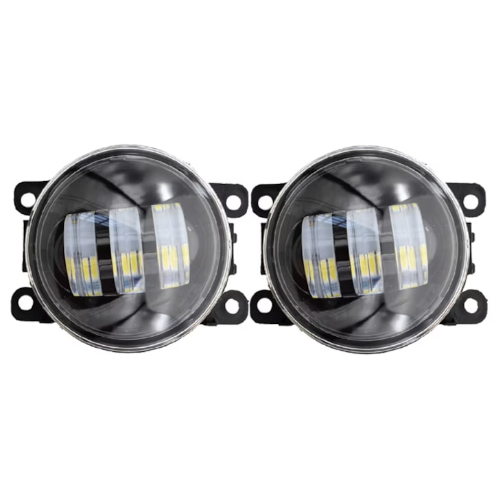Set 2 proiectoare ceata LED, Dacia, Renault, Nissan, lumina alb si galben
