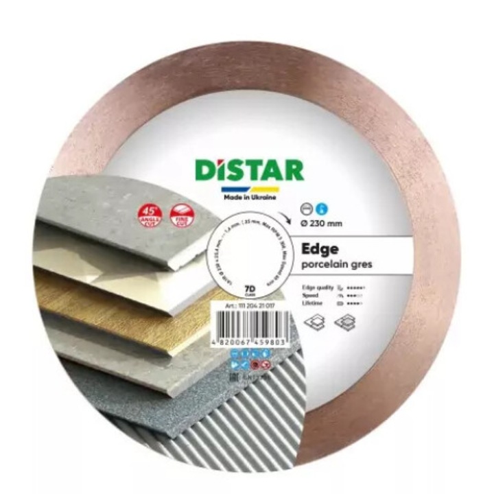 Tarca diamantata Distar Edge 230mm, 1,4mm, pentru ceramica si gres, racire cu apa