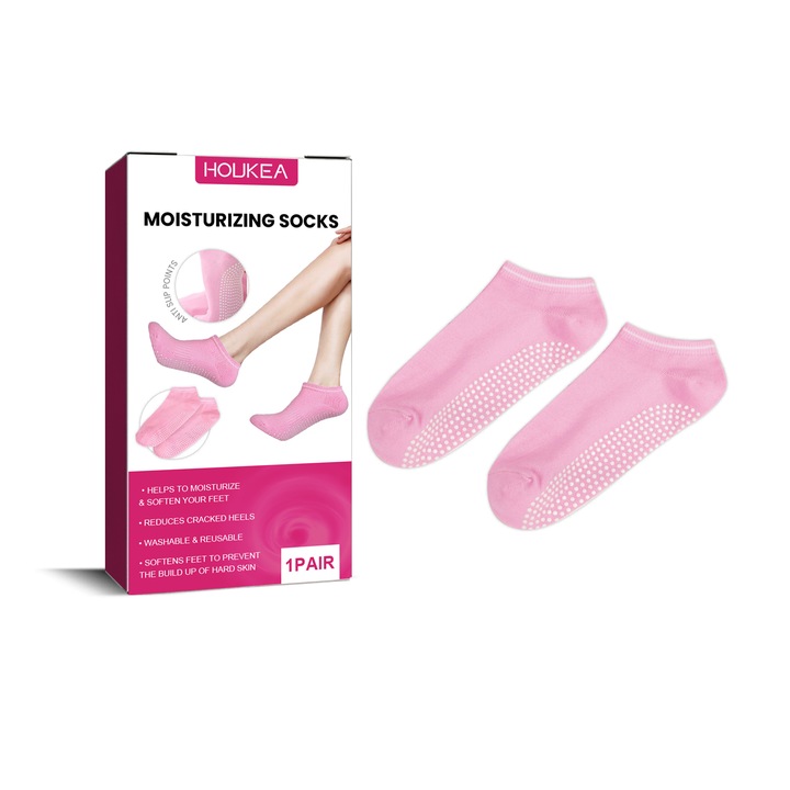 Hidratáló zokni, Houkea, 15-20 perc, rózsaszín