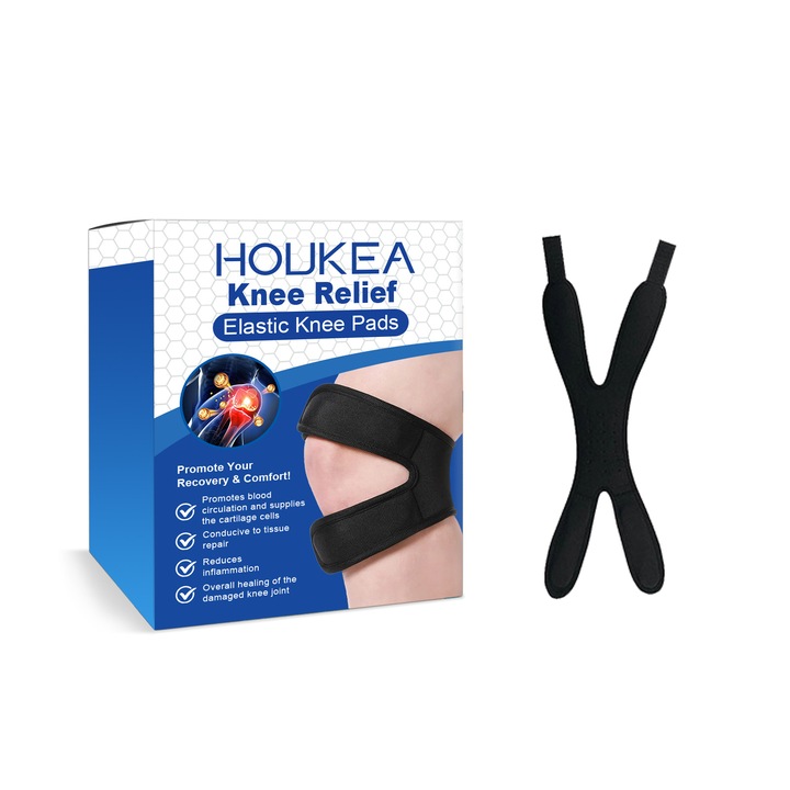 Genunchiere elastice Houkea pentru ameliorarea genunchiului, sporturi in aer liber, coarda de sarit, protectie pentru mingea de fitness, respirabila, reglabila, 2 buc
