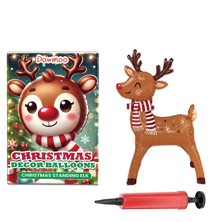 Karácsonyi lufi szett, rénszarvas, Mikulás, 3 db, többszínű