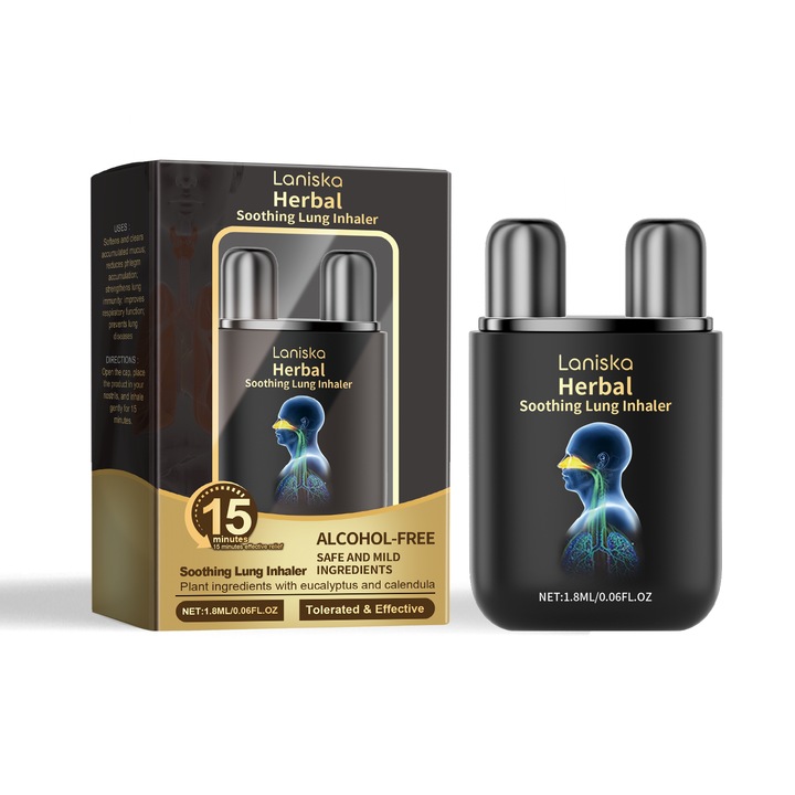 Inhalator nazal din plante Laniska, 2 bucati, mentol, eucalipt, compact