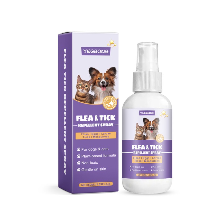 Spray de deparazitare pentru animale, Yegbong, extract de lamaie si lavanda