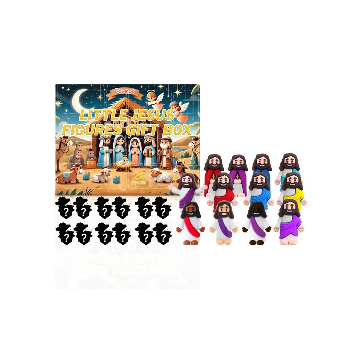 Cutie surpriza de Paste 24 celule, decoratiuni mini statui, multicolor, set