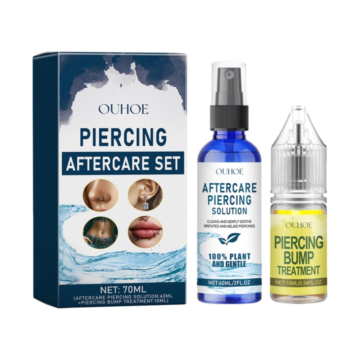 Kit de ingrijire pentru piercing, OUHOE, 70 ml