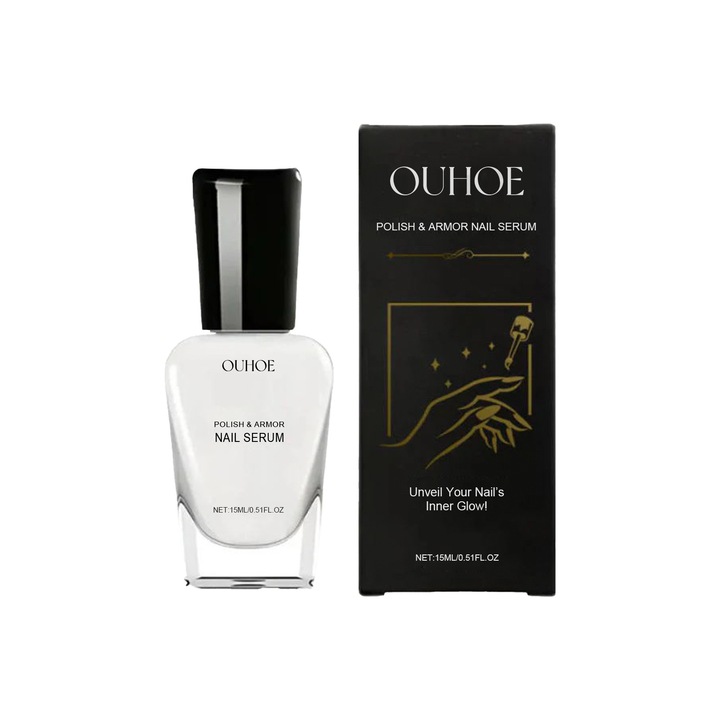 Ser pentru unghii, OUHOE, 2 bucati, cu unt de shea, pentru ingrijire si intarire unghii, 15 ml