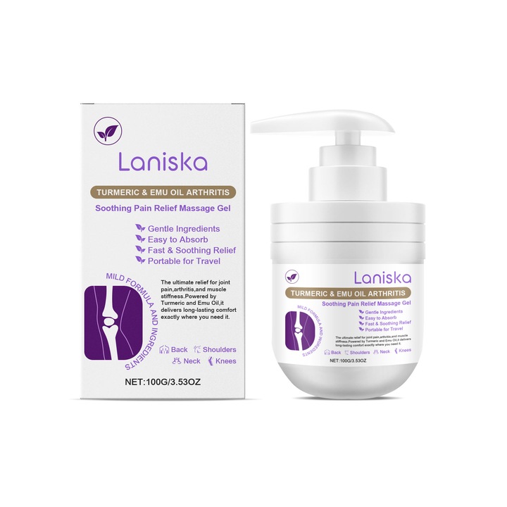 Nyugtató masszázsgél ízületekre, Laniska, nem zsíros, 200ml