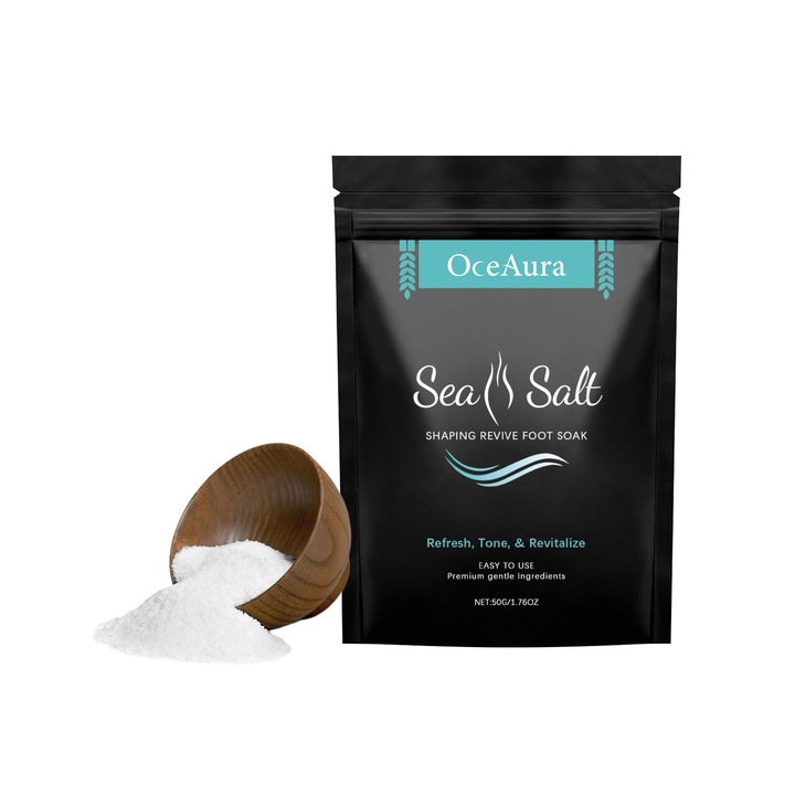 Sare de baie pentru picioare OceAura, cu sare de mare si ulei de frunze de menta, 500g