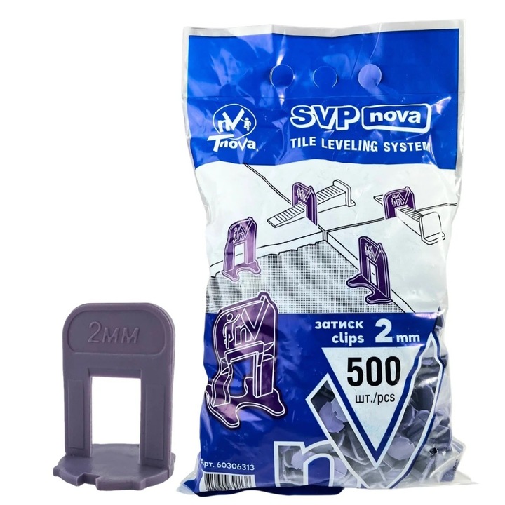 Distantiere/Clipsuri pentru gresie, rost 2 mm, 500 buc/punga, SVP-Nova 79532