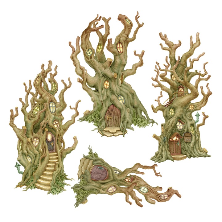 Autocolant pentru copii, Wallfluent, Case magice, Verde, 130x365 cm, 010120201310000281768