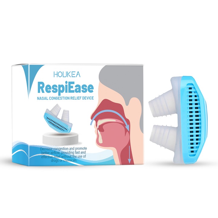 Dispozitiv de ingrijire a nasului pentru congestie nazala, Houkea, plastic, design simplu, alb/albastru